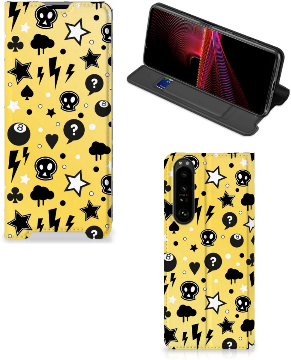 Mobiel BookCase Sony Xperia 1 III Punk Geel