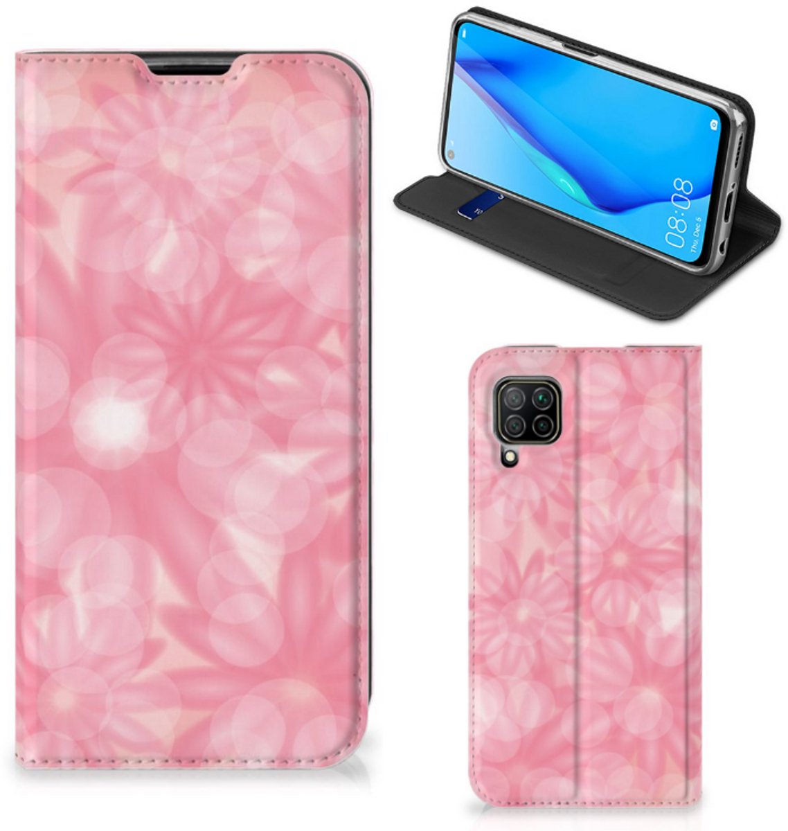 Book Case voor Huawei P40 Lite Smart Cover Spring Flowers