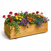 IvoQ Bac à Plantes en Bois pour l'Extérieur - Bac à Fleurs Rectangulaire Jardin - Bois FSC® Massif - 120x40x32 cm - Beige