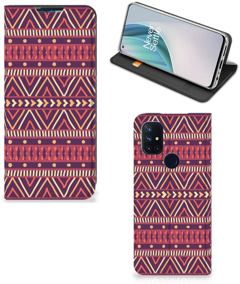 OnePlus Nord N10 5G Hoesje met Magneet Aztec Paars