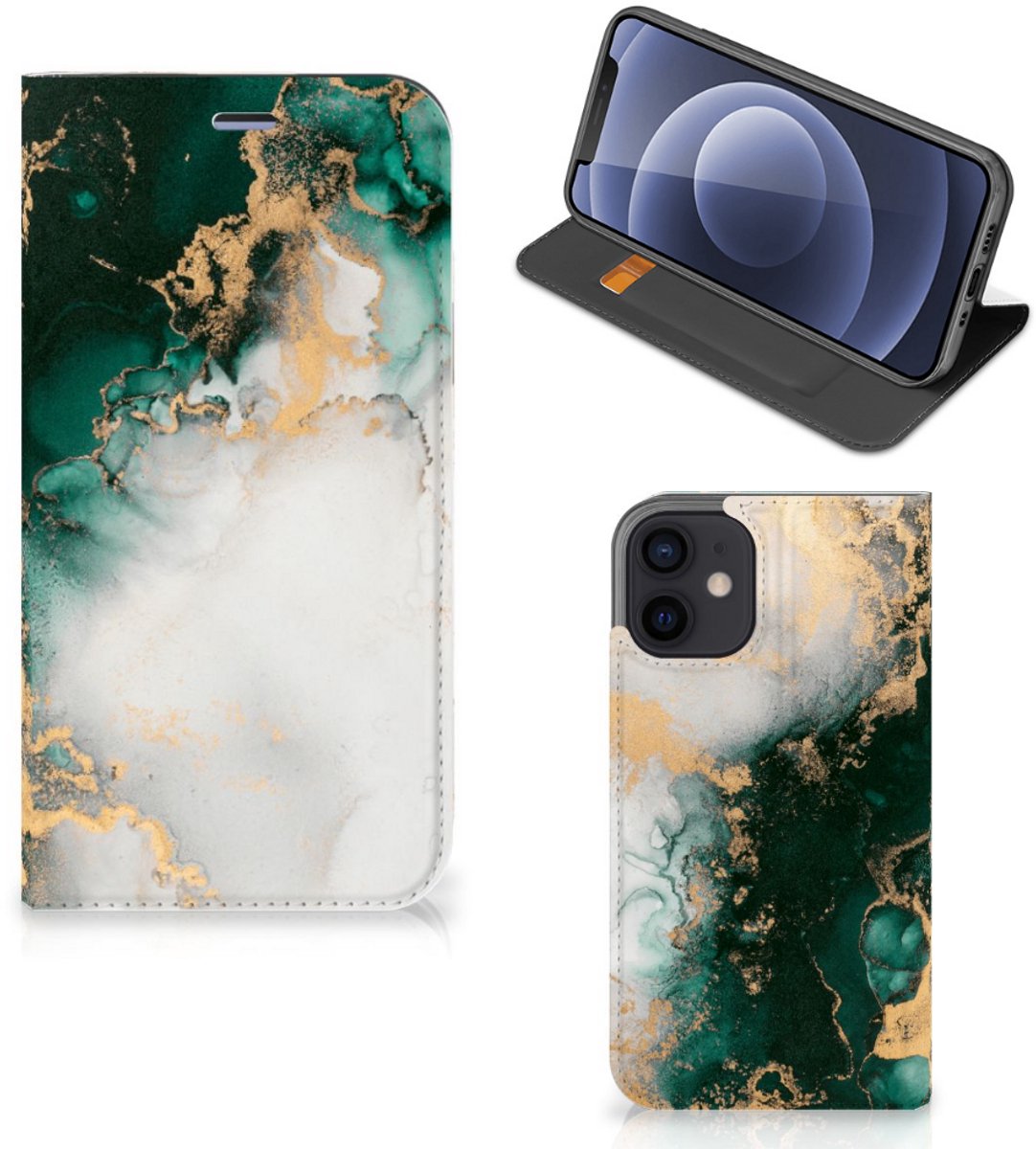Standcase voor iPhone 12 Mini Marmer Groen