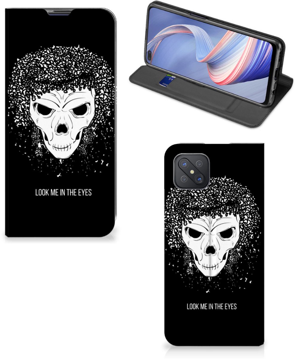 Mobiel BookCase OPPO Reno4 Z 5G Skull Hair