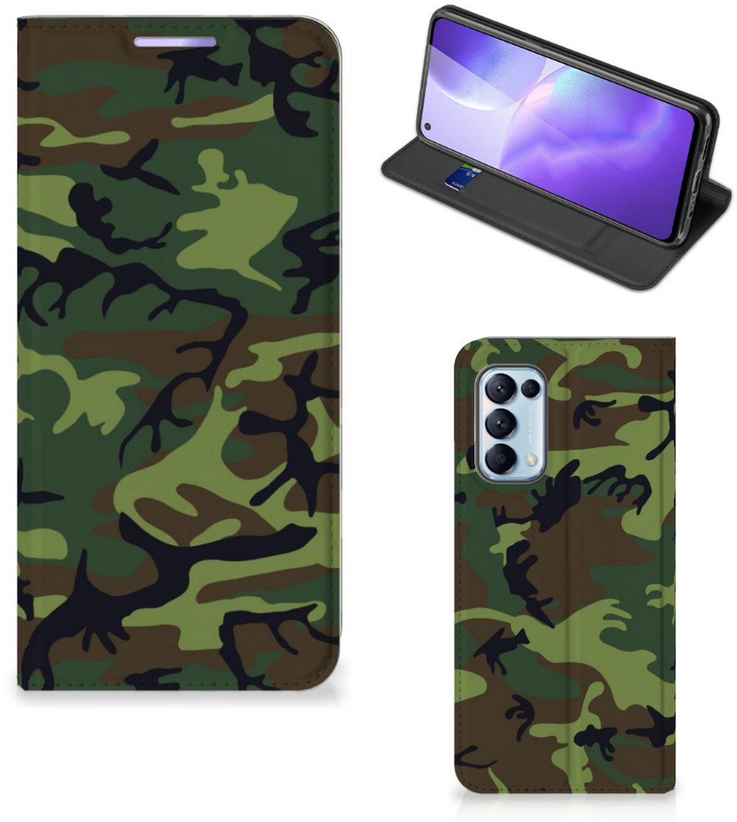 OPPO Find X3 Lite Hoesje met Magneet Army Dark