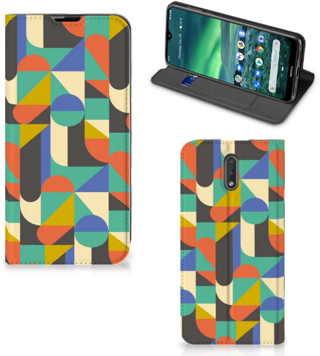 Nokia 2.3 Hoesje met Magneet Funky Retro