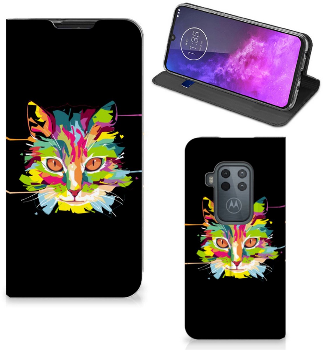 Motorola One Zoom Magnet Case Cat Color