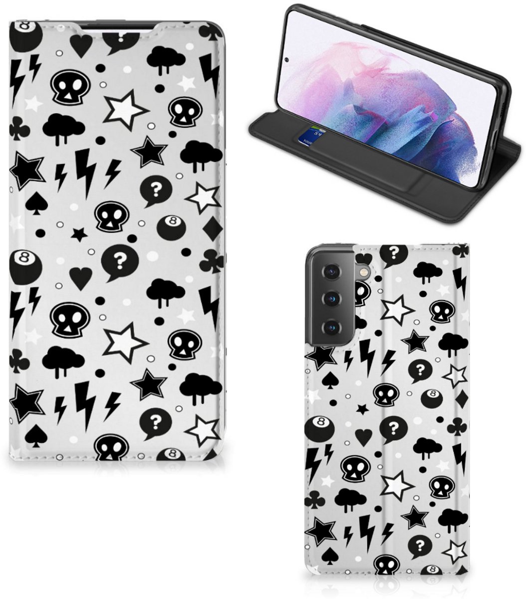 Mobiel BookCase Samsung Galaxy S21 Plus Silver Punk