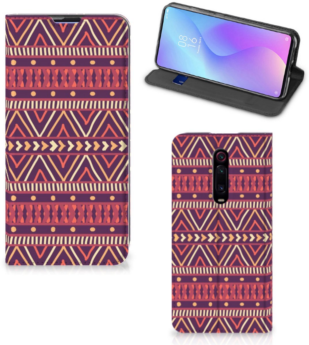 Xiaomi Redmi K20 Pro Hoesje met Magneet Aztec Paars