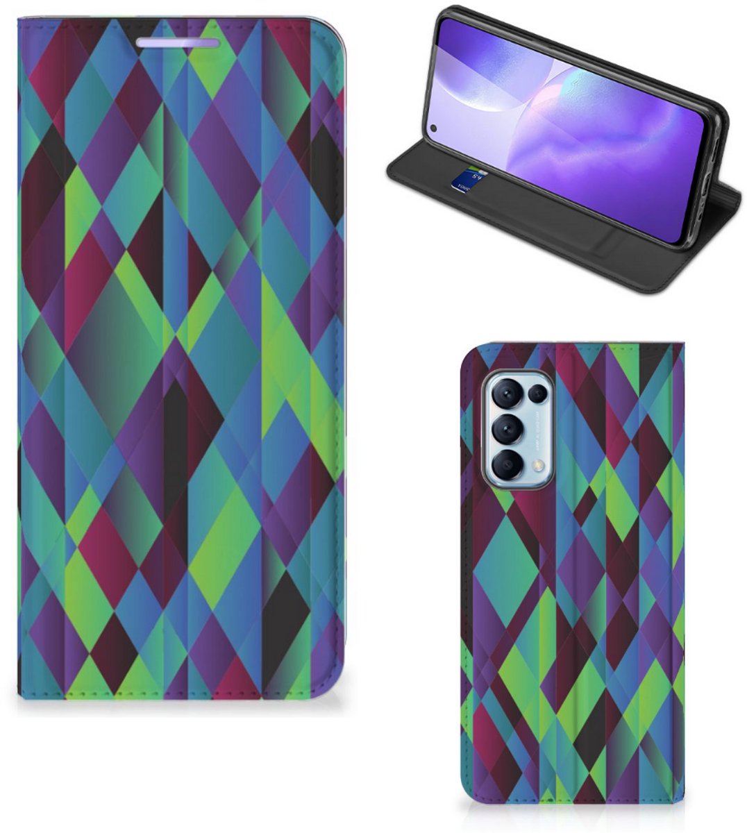 OPPO Find X3 Lite Stand Case Abstract Green Blue