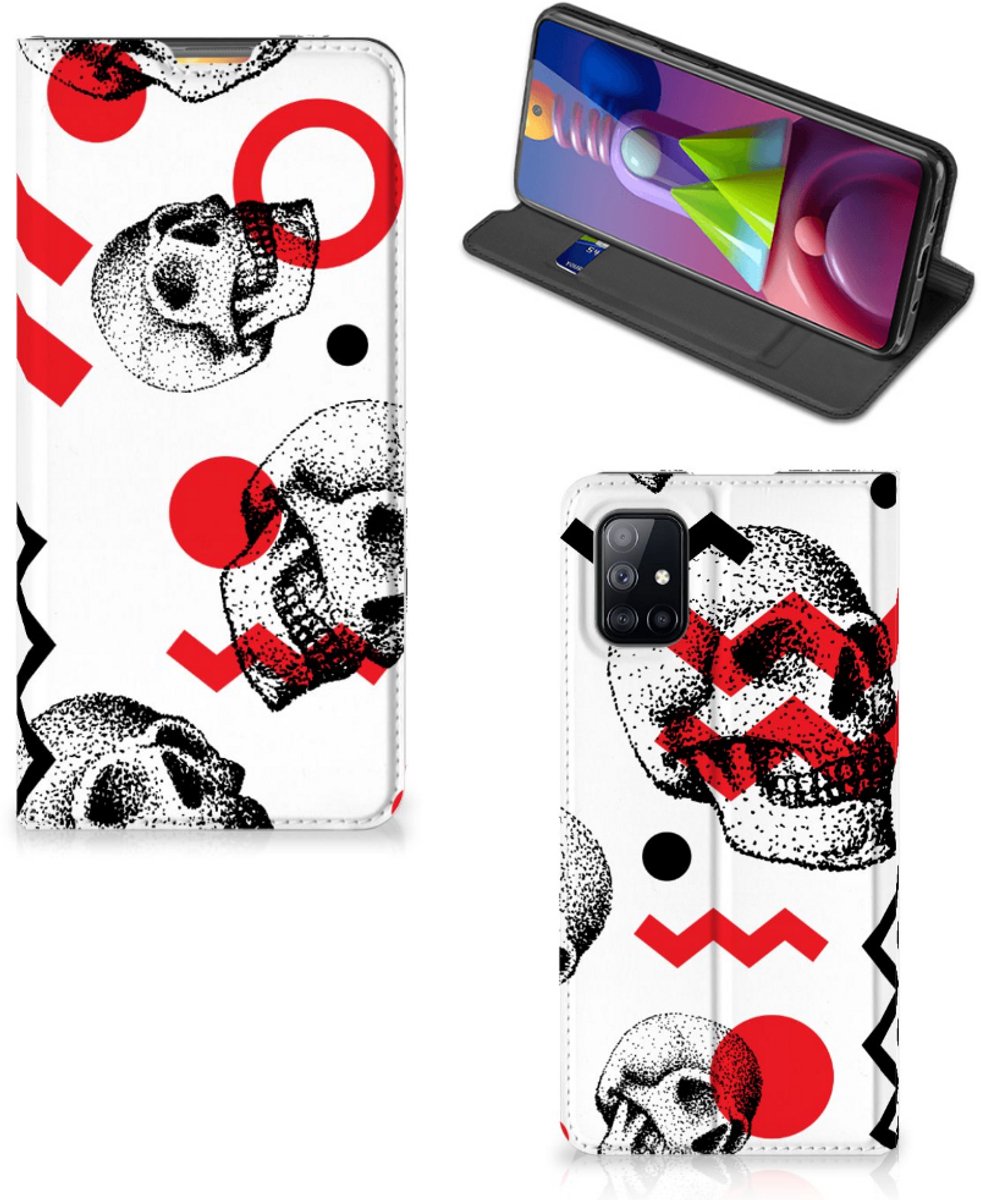 Standcase Hoesje voor Mobiel BookCase Samsung Galaxy M51 Skull Red
