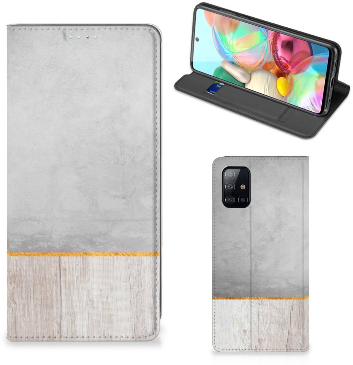 Samsung Galaxy A71 Book Wallet Case Wood Concrete