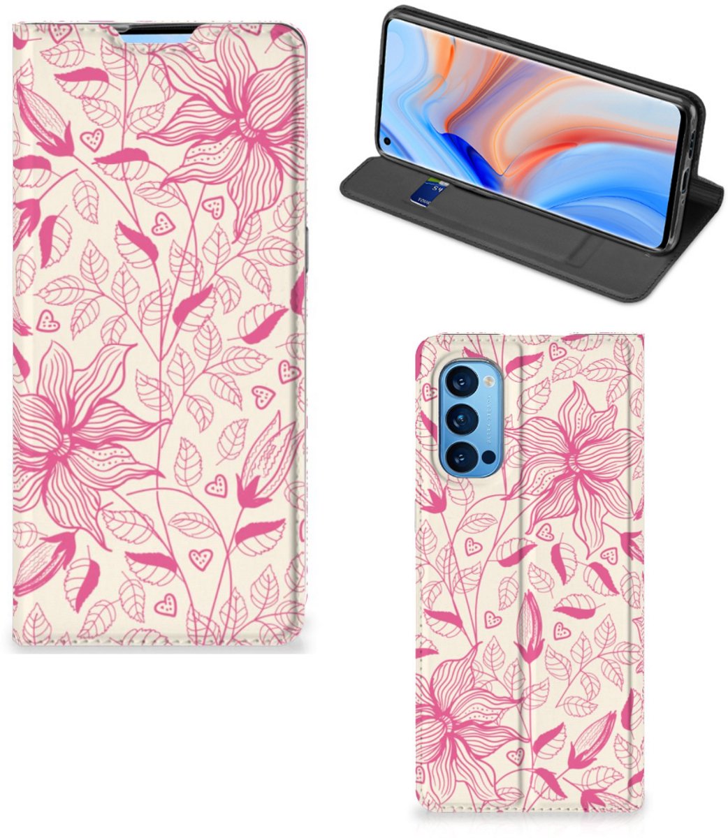 OPPO Reno4 Pro 5G Smart Cover Pink Flowers