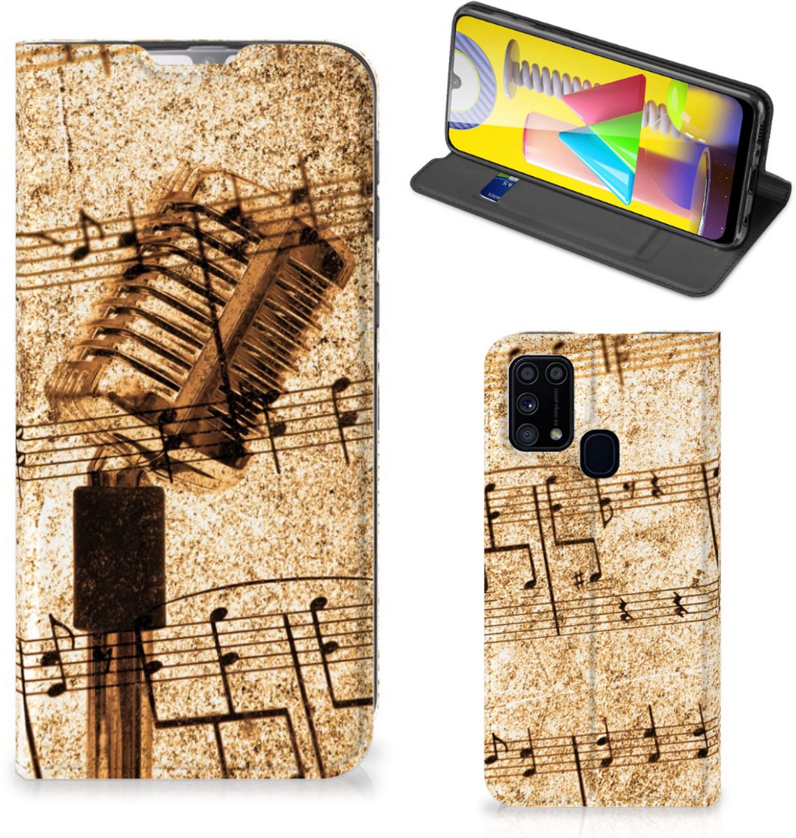 Samsung Galaxy M31 Stand Case Bladmuziek