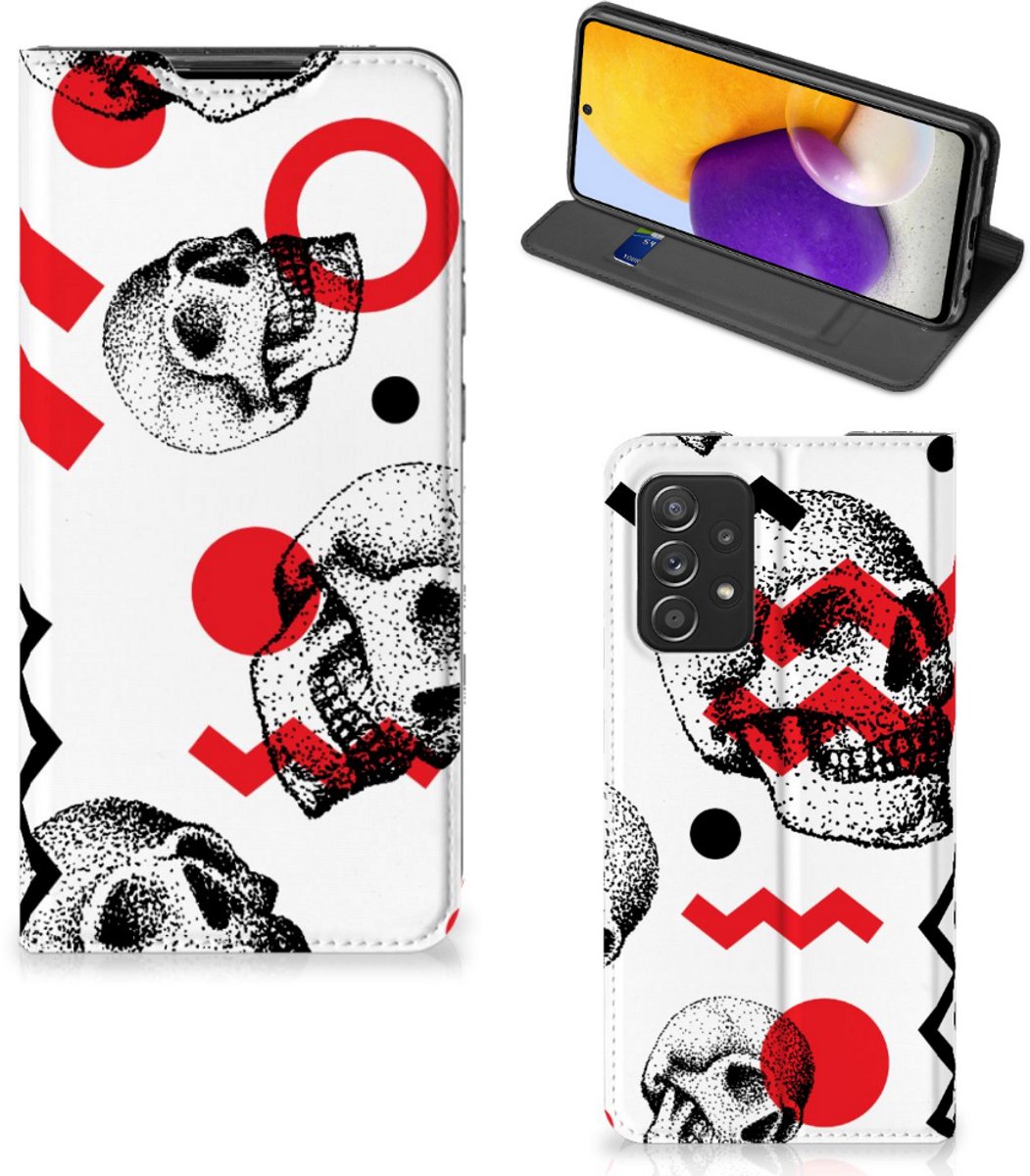 Mobiel BookCase Samsung Galaxy A72 (5G/4G) Skull Red