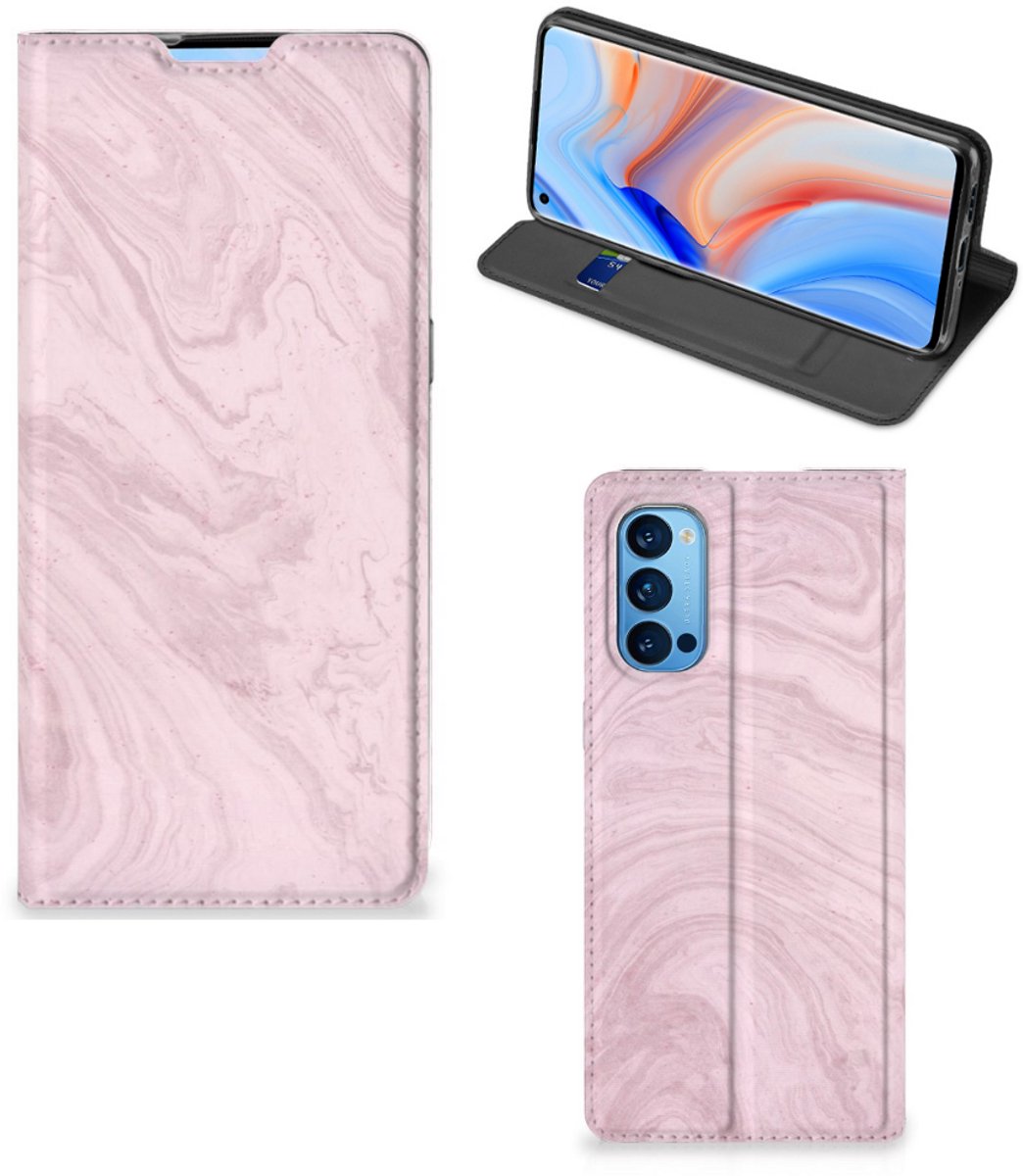OPPO Reno4 Pro 5G Standcase Marble Pink - Origineel Cadeau Vriendin