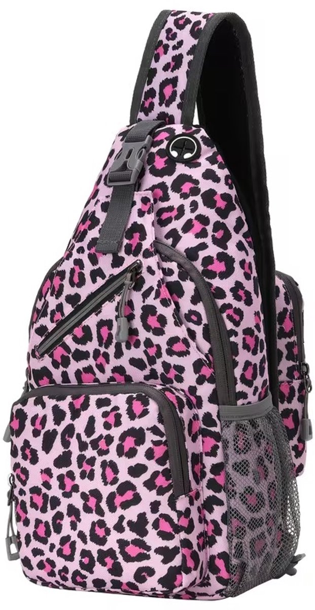 Crossbody Tas Dames – Roze Luipaard print - Kleine Schoudertas met Verstelbare Band – Compact & Stijlvol – Telefoon & Pasjes – Festivals - Casual & Dagelijks Gebruik