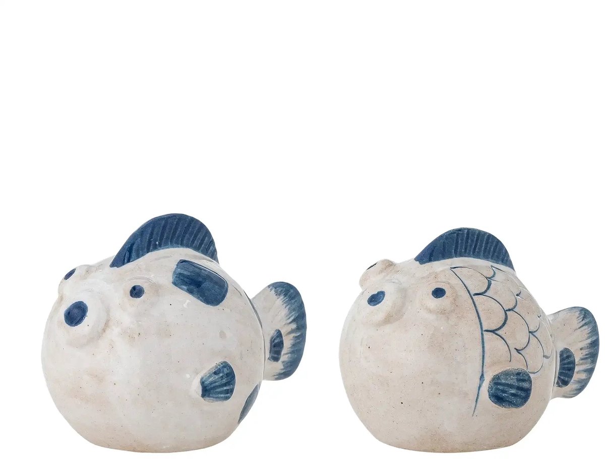 Peper- en zoutstel aardewerk blauw Fugu