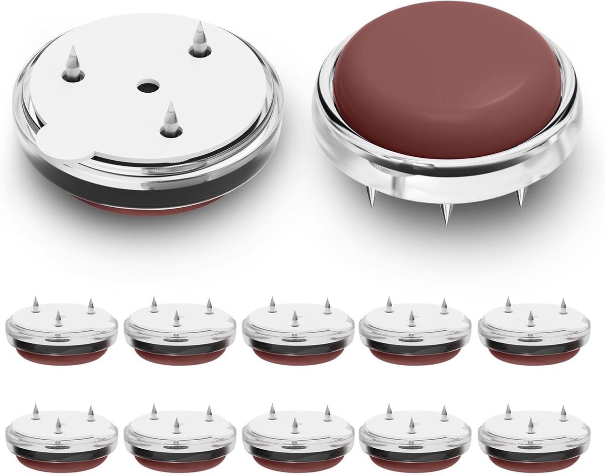 12 stuks meubelglijders met spijkers Ø 19 mm - Teflon glijders voor stoelen en zware meubels, krasbescherming en geluidsreductie