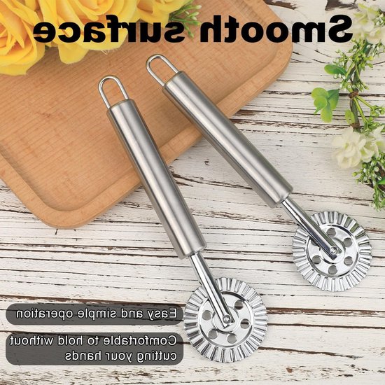 2Pcs Ravioli Cutter Wheel - Rvs Deegsnijder - Pasta Crimping Wheel - Bakgereedschap Voor Thuis Keuken van Merkloos — afbeelding 3