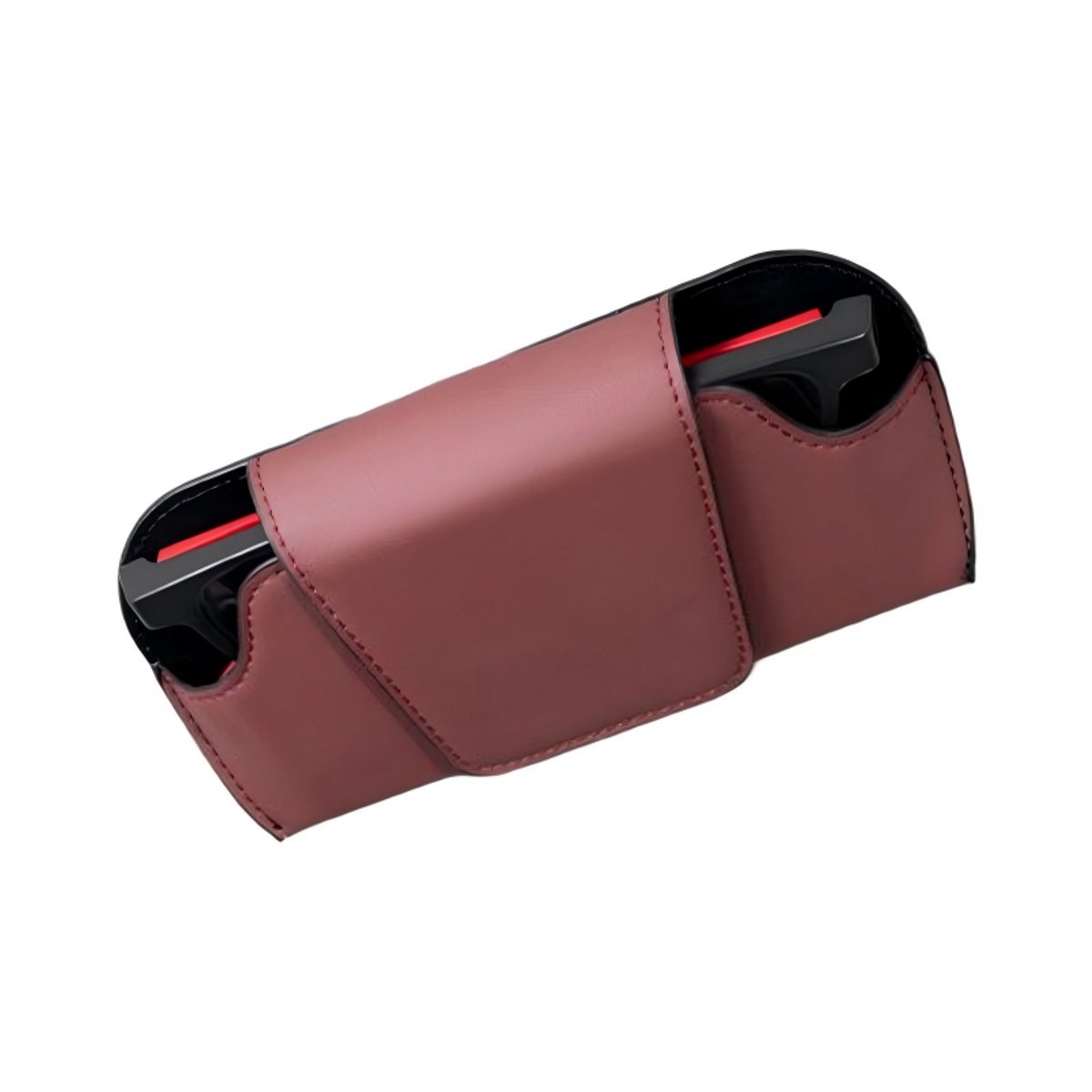 Geschikt voor de meeste auto's – Zonnebrilhouder – Magnetisch ontwerp – Biedt plaats aan zonnebrillen, pasjes, bonnetjes, enz. – Accessoire voor de zonneklep – Duurzame brillenkoker – Rood