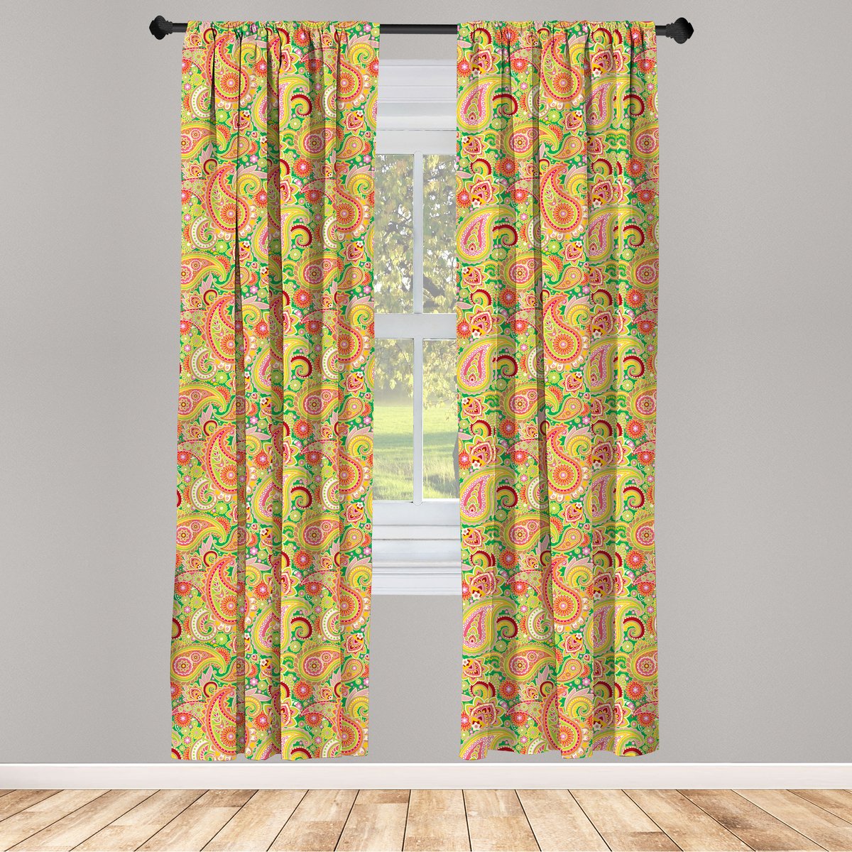 ABAKUHAUS Paisley gordijnen – 2-panelen – veelkleurig 150x245 cm Meerkleurig