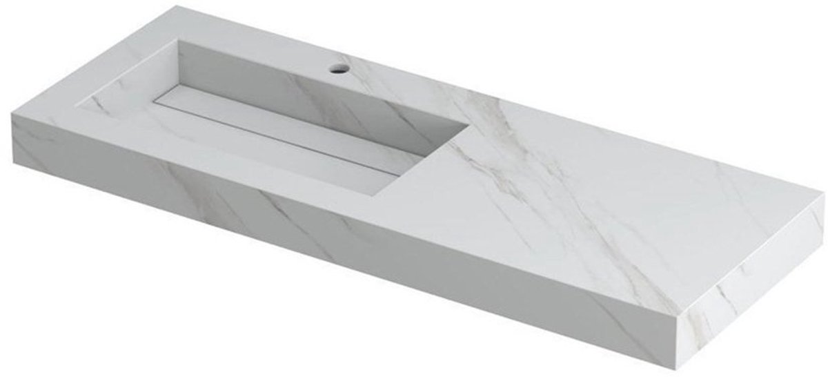 Ink Pitch meubelwastafel links 120x45cm keramische slab - 1 kraangat - Calacatta Calacatta mat