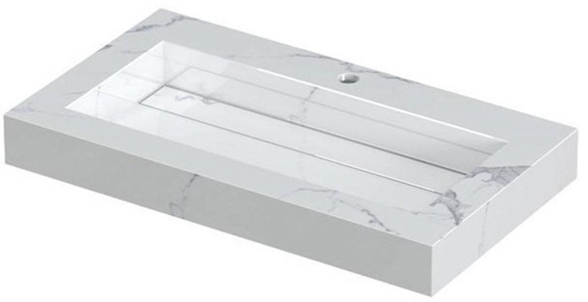 Ink Pitch meubelwastafel 80x45cm keramische slab - 1 kraangat - Statuario