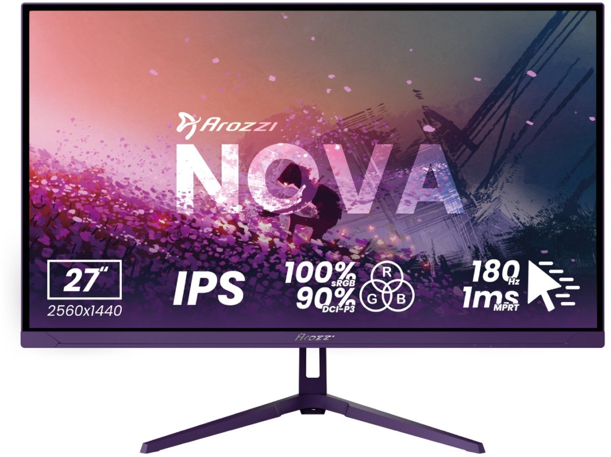 Arozzi Nova 27" Gaming Monitor - QHD IPS - 180Hz - Paars