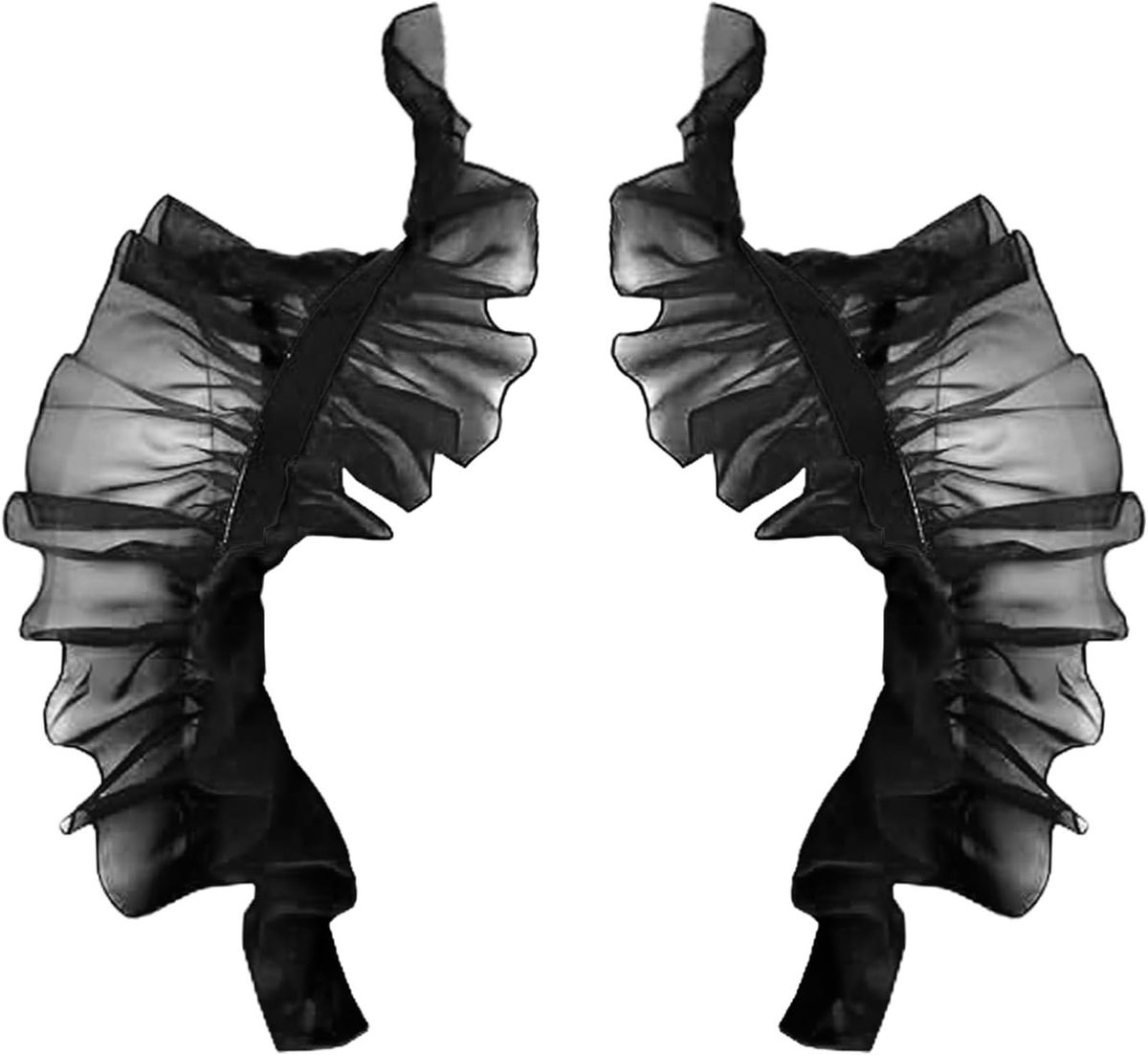 Halloween Mesh Cape Sjaal Accessoire voor Kostuum met Kraag voor Feestdagen en Carnavalsvieringen (Zwart)