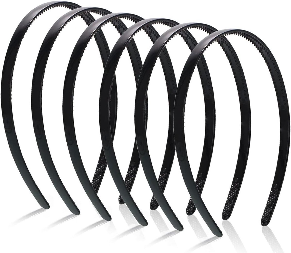 Set van 6 Plastic Haarbanden met Tanden, Perfect voor Halloween DIY en Dagelijks Gebruik voor Vrouwen en Meisjes (Glanzend Zwart, One Size)