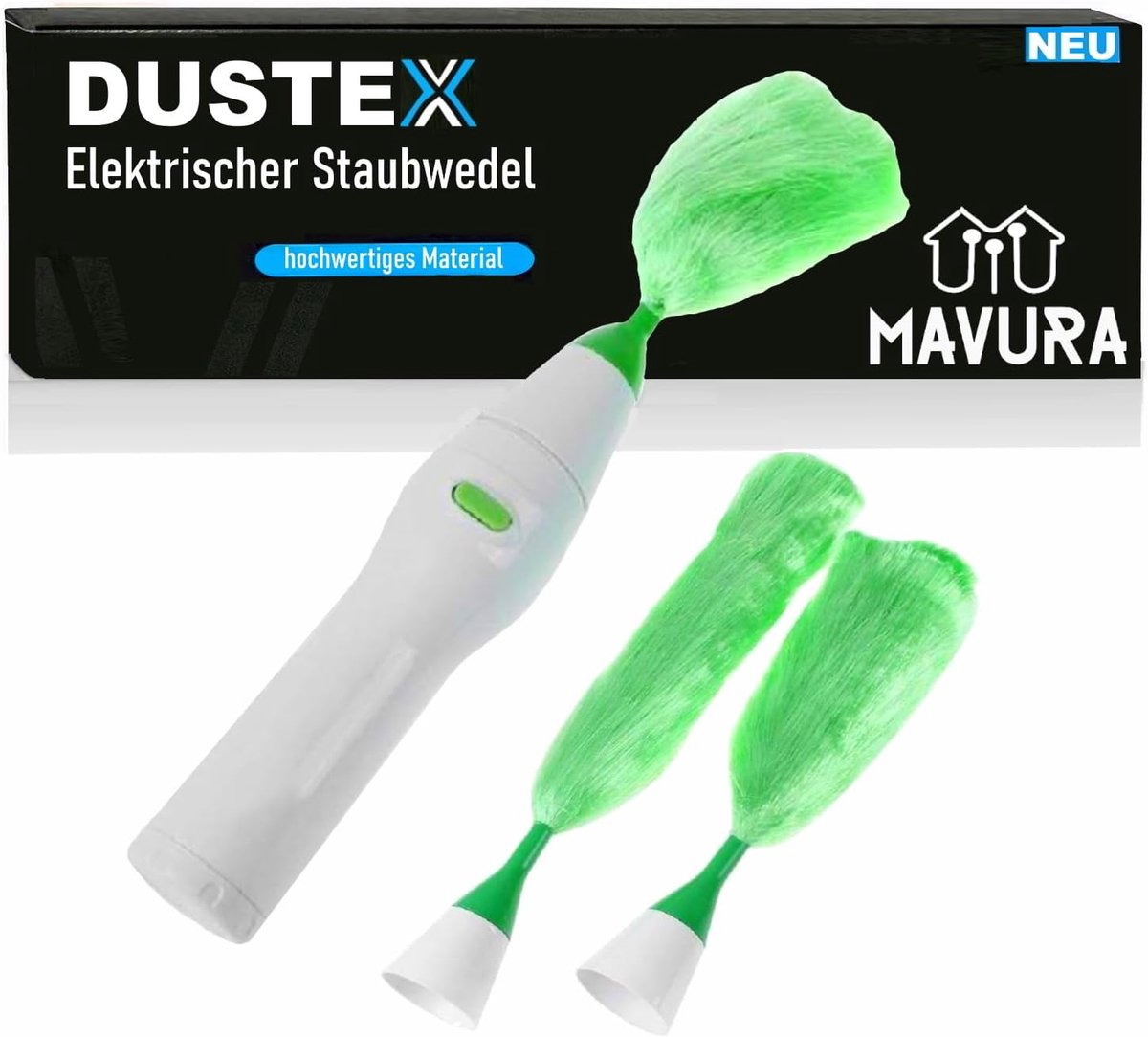 Elektrische Stoffer - Stofwisser Motor - Snel Stof Verwijderen - Roterende Vezels - 3 Opzetstukken