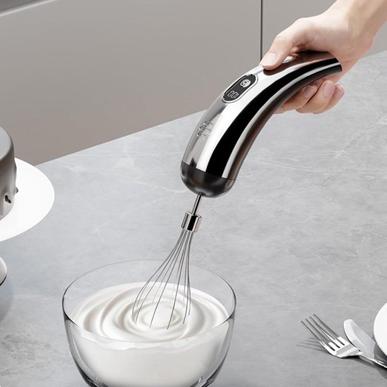 Elektrische Handmixer - Keukenmixer - Bakken en Koken - 7 Snelheden Instelbaar - 18 cm Lengte - Zilver Zwart — afbeelding 4