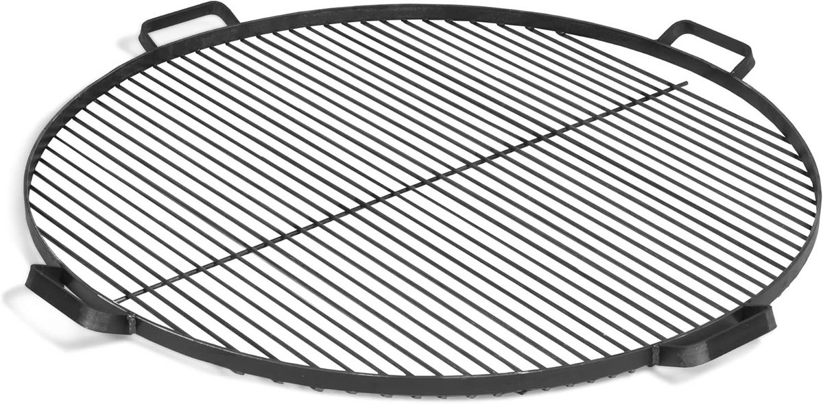 Grillrooster Gietijzer - Barbecue Plaat - Buiten Koken - Met 4 Handgrepen - 80 cm Diameter - Zwart