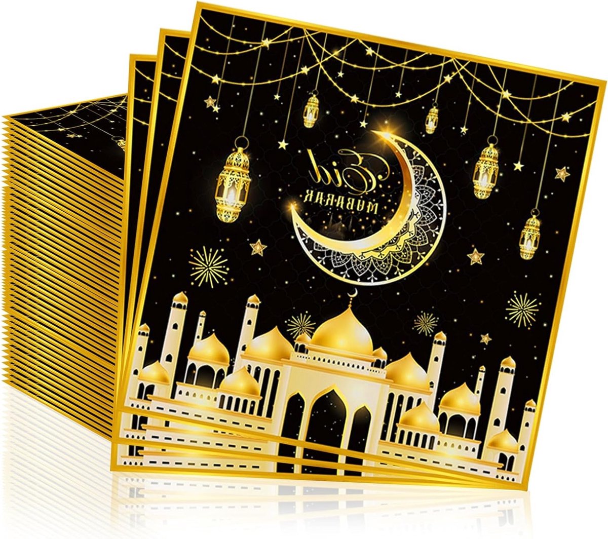 Decoratieve Papieren Servetten Ramadan Kareem - 33x33 cm - Feestelijk Tafeldecoratie