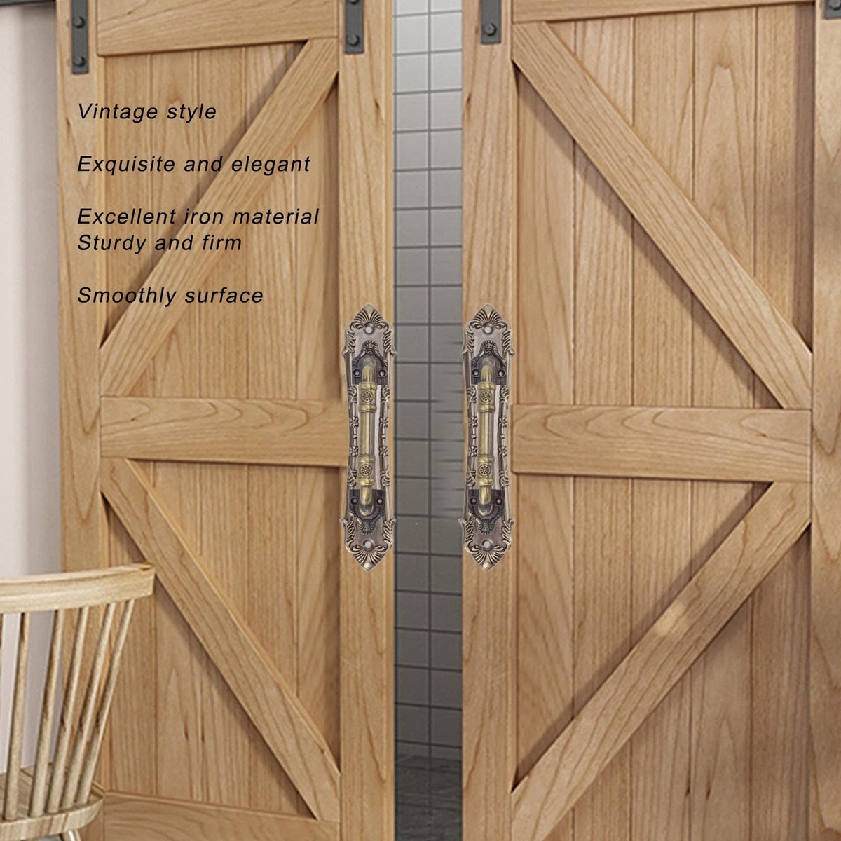 Dailygoods- Schuifdeurgreep Vintage - Bronzen Deurgreep - Galvaniseerde Afwerking - Stevig en Duurzaam - Inclusief Schroeven en Bouten - Comfortabele Grip