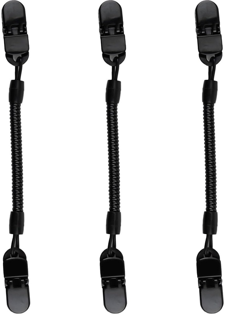 Hoedenclips - Winddichte clips - Buitenactiviteiten - Intrekbaar koord - 3 stuks - Zwart