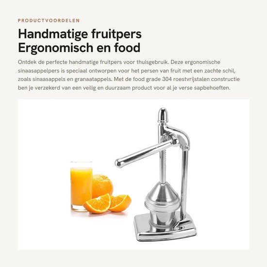 Dailygoods- Fruitpers Handmatig - Ergonomische Handgreep - Food Grade Roestvrij Staal - Compact Ontwerp - Geschikt voor Sinaasappels - Thuisgebruik - Sinaasappelpers van Dailygoods — afbeelding 5