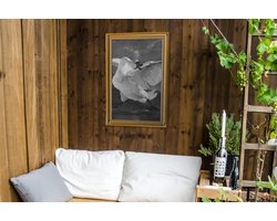 Garden poster - 60x90 cm - The endangered swan - Old Masters - Frame - Gold