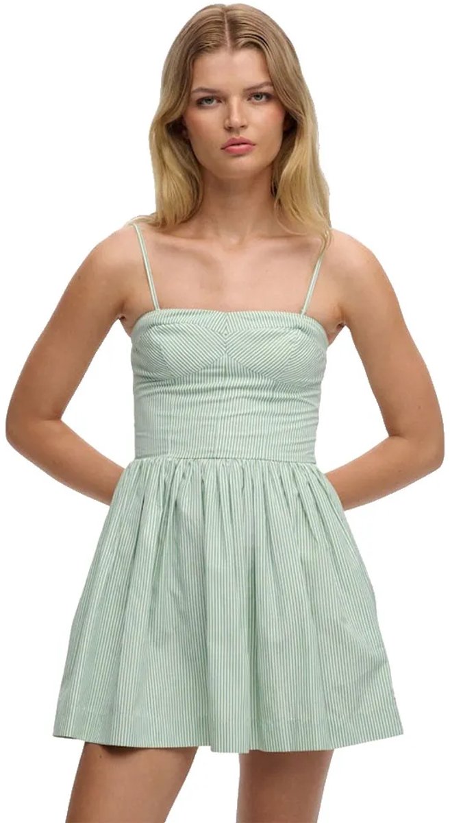 Superdry Corset Cami Mouwloze Jurk M Vrouw Peppermint Chalk Stripe