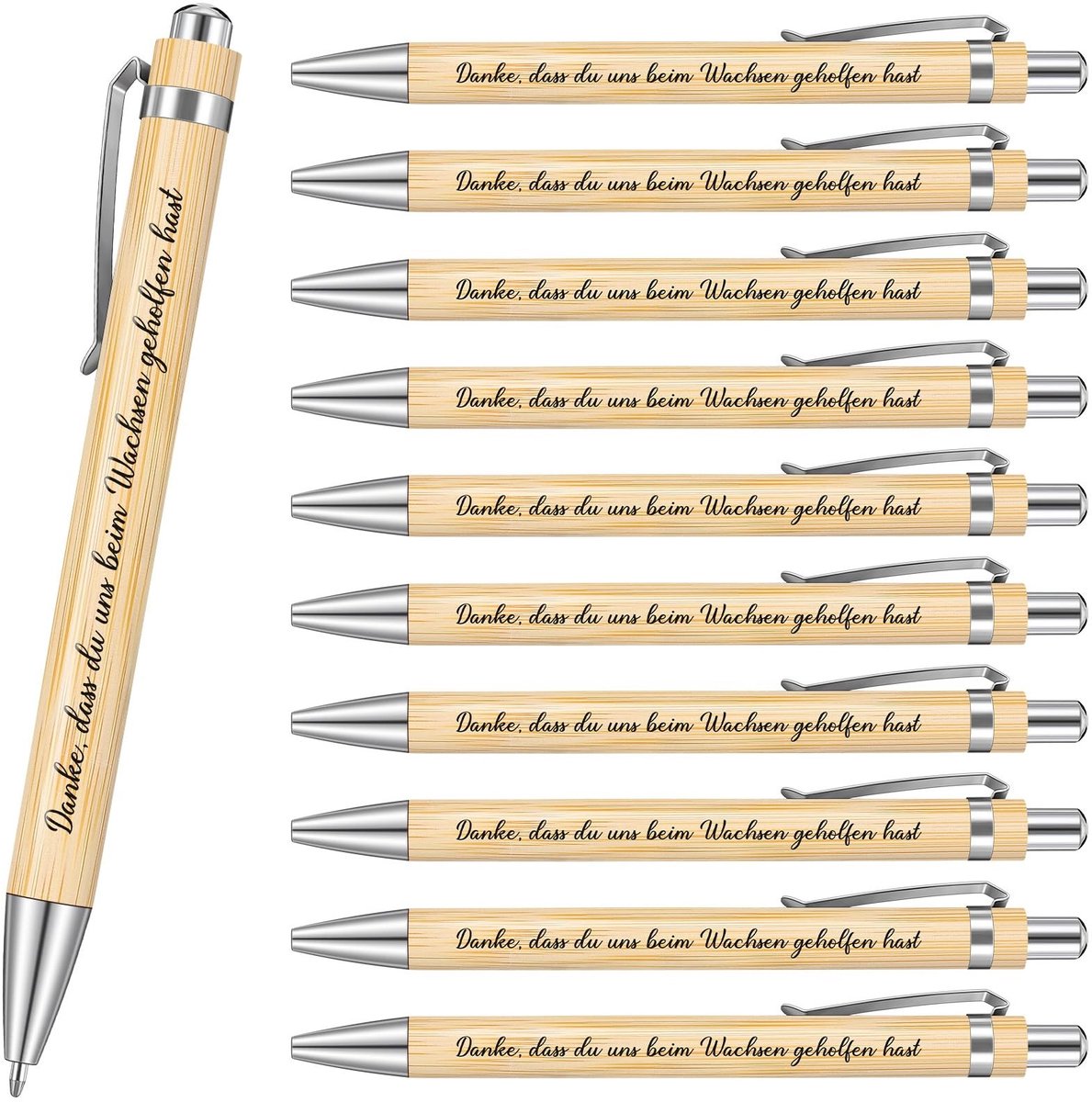 Dailygoods- Balpen Set van 10 - Houten Balpen - Afscheidscadeau voor Leraren - Praktisch Geschenk - 13,6 cm - Doordacht Ontwerp - Schrijfgerei