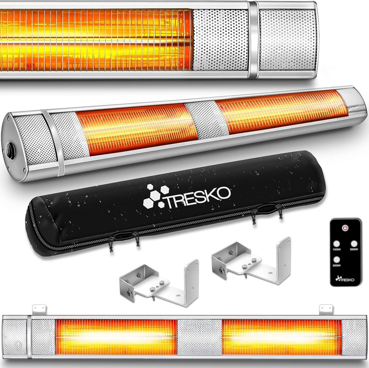 Infrarood Verwarming - Terrasverwarmer Wandmodel - Buiten Verwarmen - Energiebesparend Direct Warm - 3000 Watt - Zilver