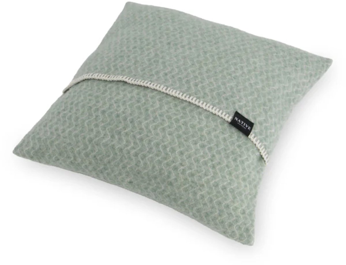 WOOOL® Kussen - WAVES (Groen) - 45x45cm - 100% Wol