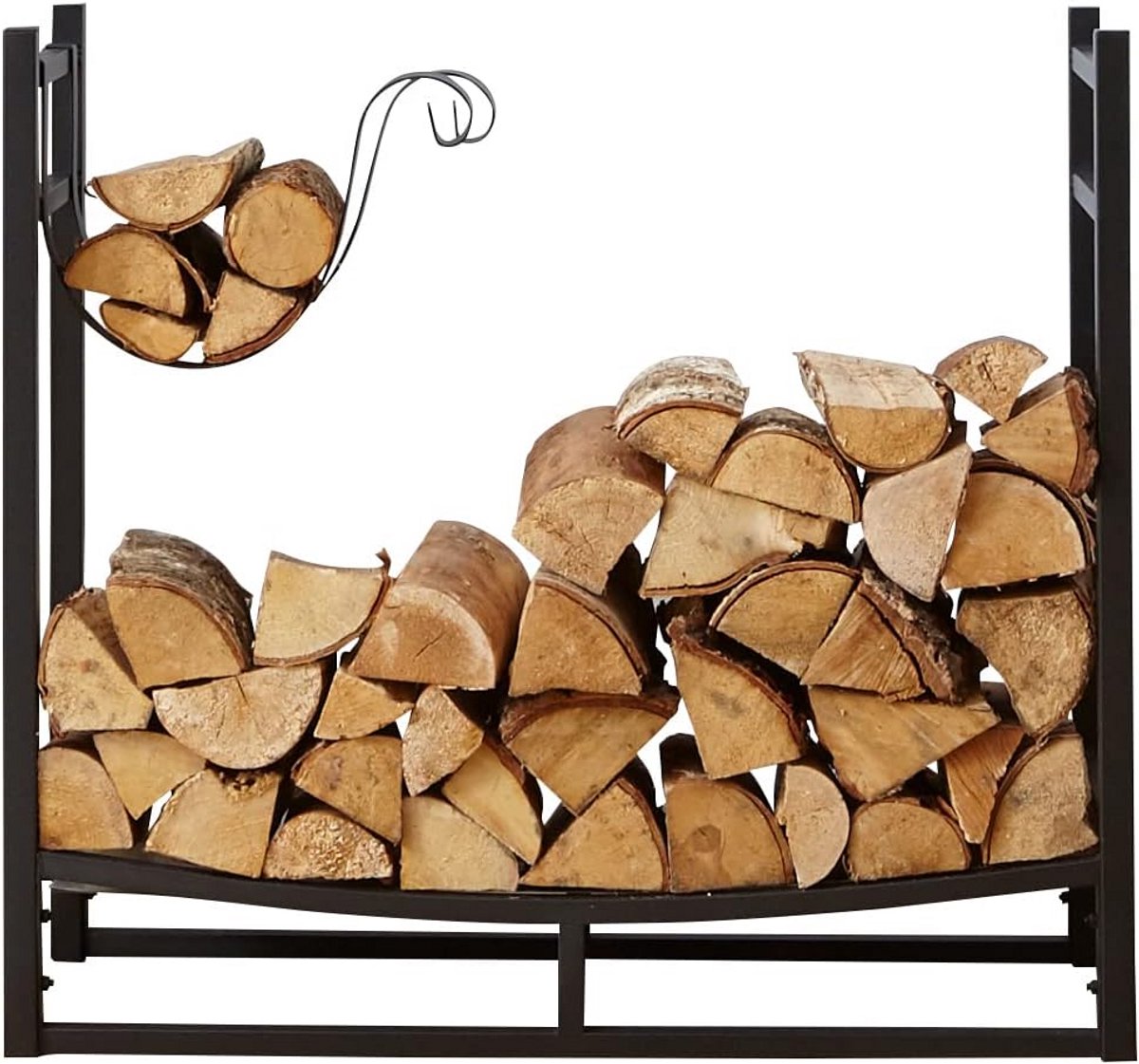 Neo Grote Zwarte Brandhout Log Rack Opslag Houder Metalen Plank Stand Tall Staal Met Haken