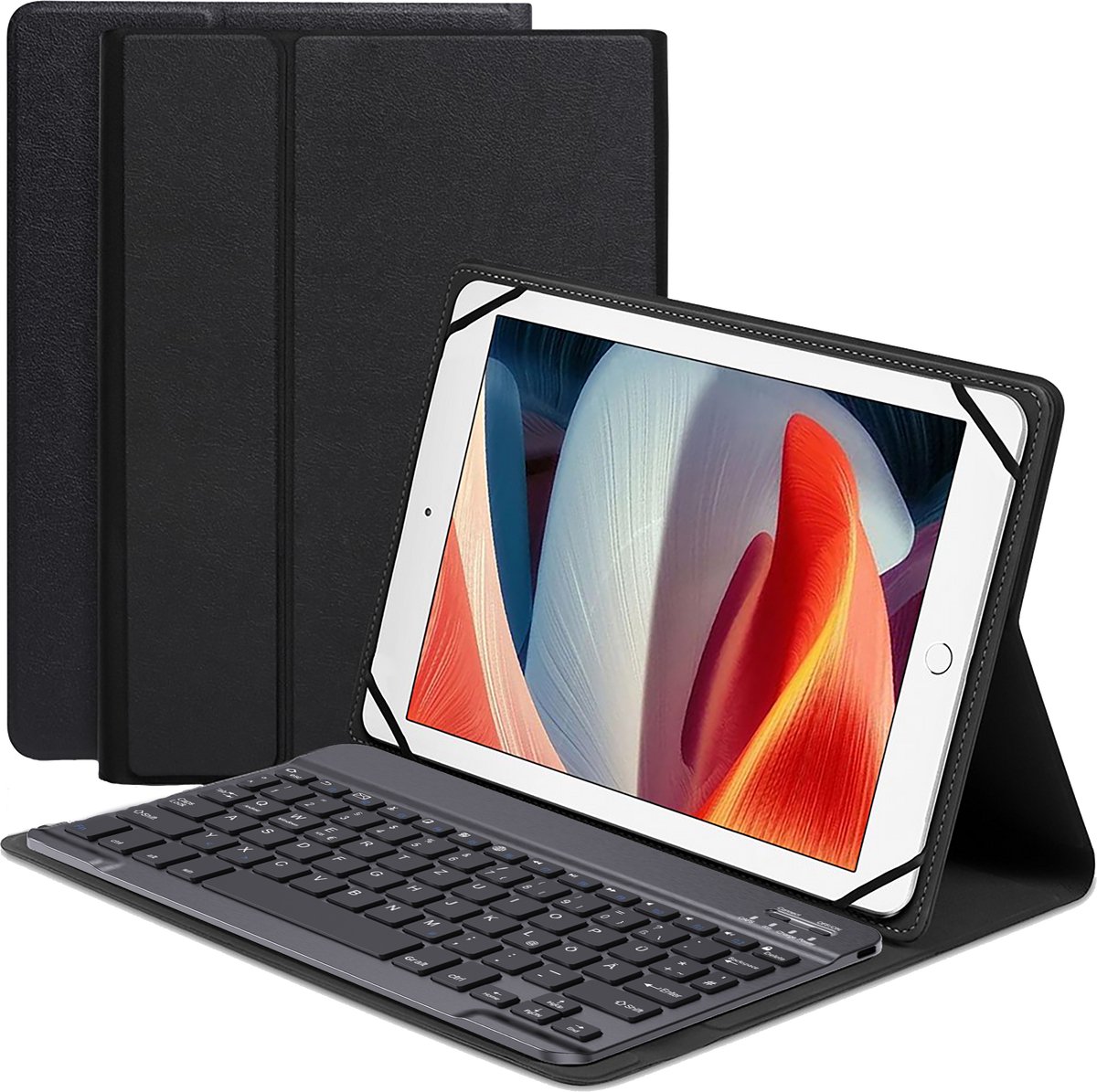 Just in Case tablet Hoes met Toetsenbord geschikt voor Universal 9-11 inch - QWERTZ Bluetooth Keyboard Case - Zwart