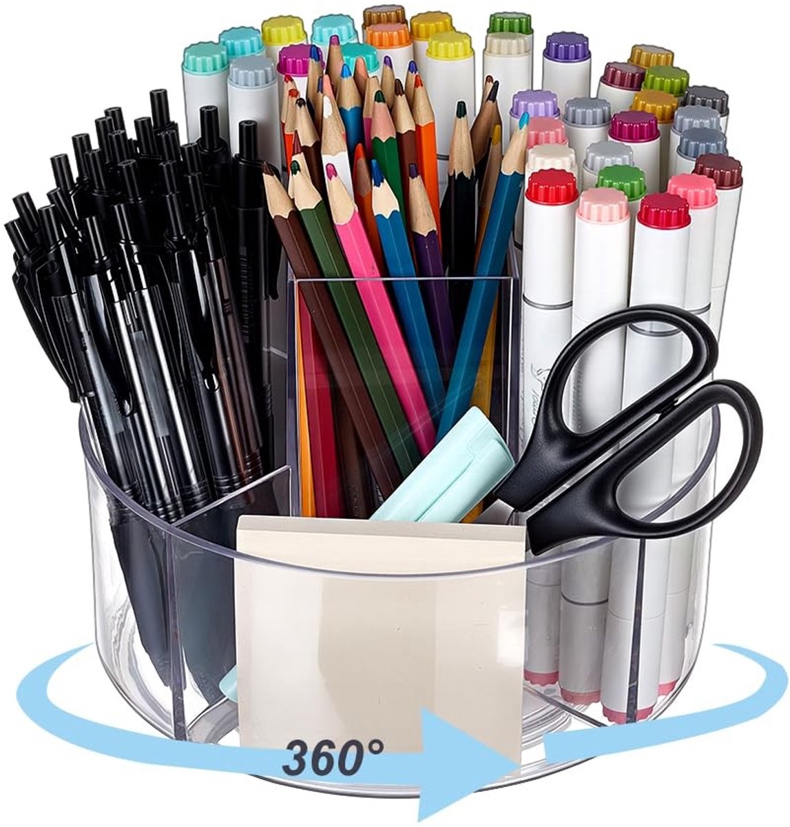 Dailygoods- Penhouder 360 Graden Roterend - Acryl Organizer - Pennenbak - Potloodhouder - Bureau Accessoire - Duurzaam PET Materiaal - Pennenorganizer