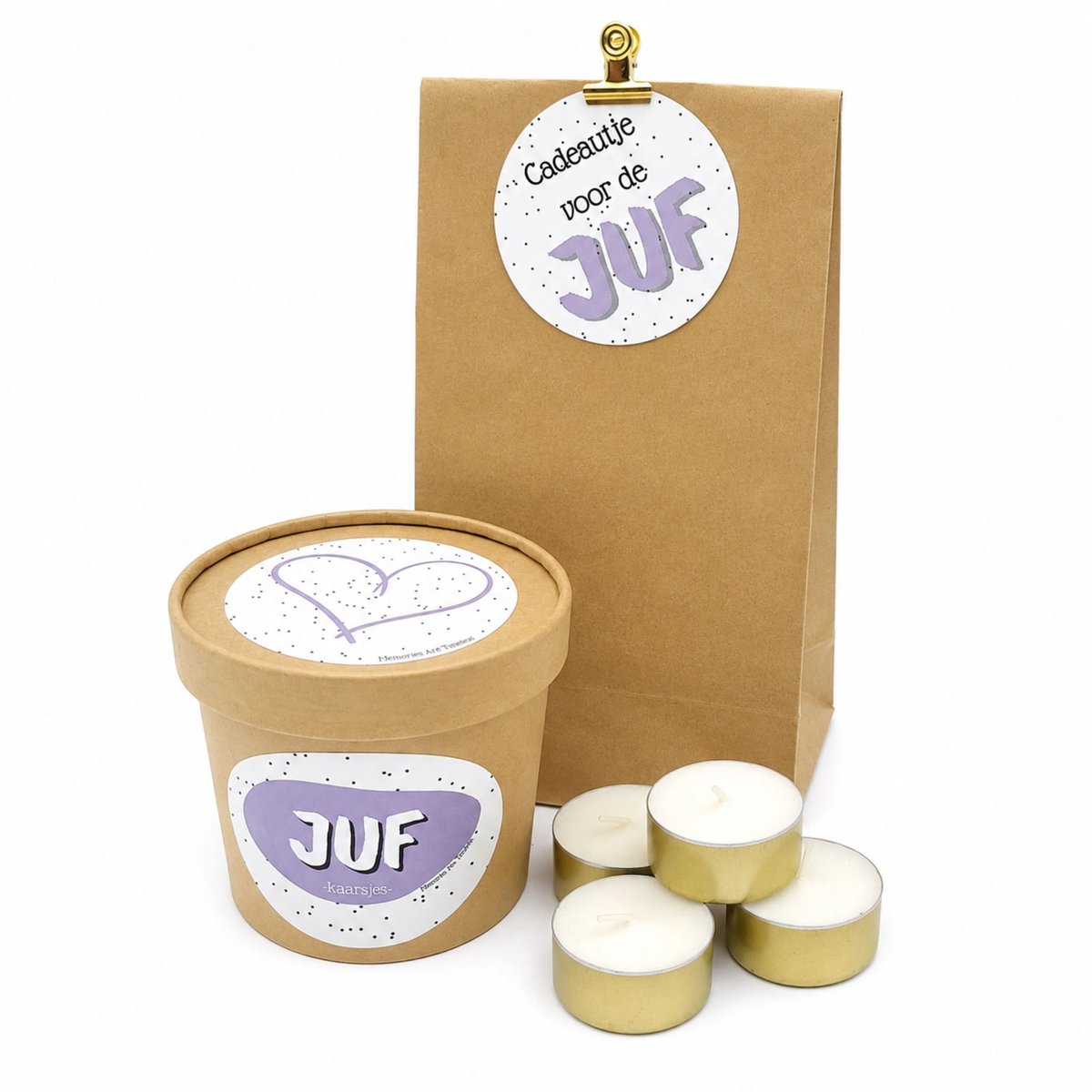 Memories Are Timeless Juf Cadeauset Met Kaarsjes - Cadeautje Voor De Juf - Memories Are Timeless