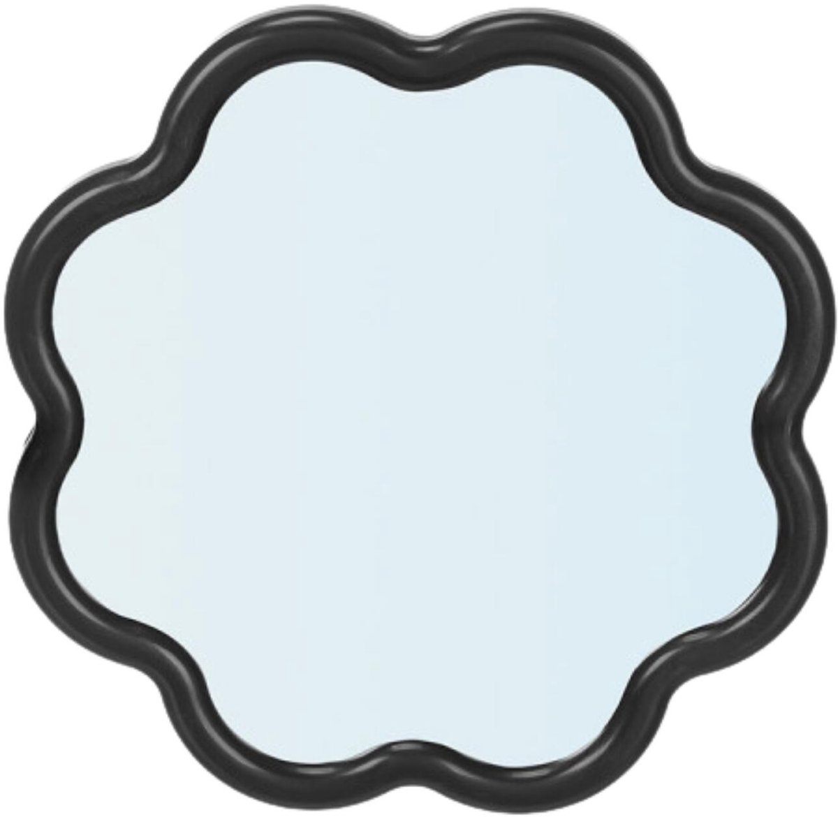 Giftdecor Spiegel flower - zwart - 40 x 40 cm - bloem vorm - wandspiegel
