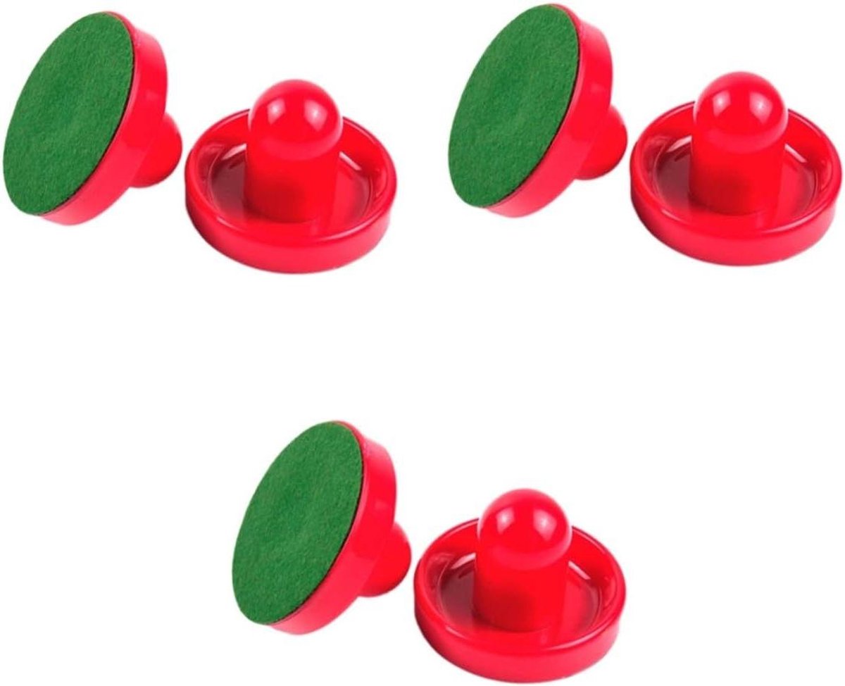 Airhockey Vervangingsset - Puck en Pusher - Spelonderdelen Vervangen - Ergonomisch Ontwerp - 3 Sets - Rood