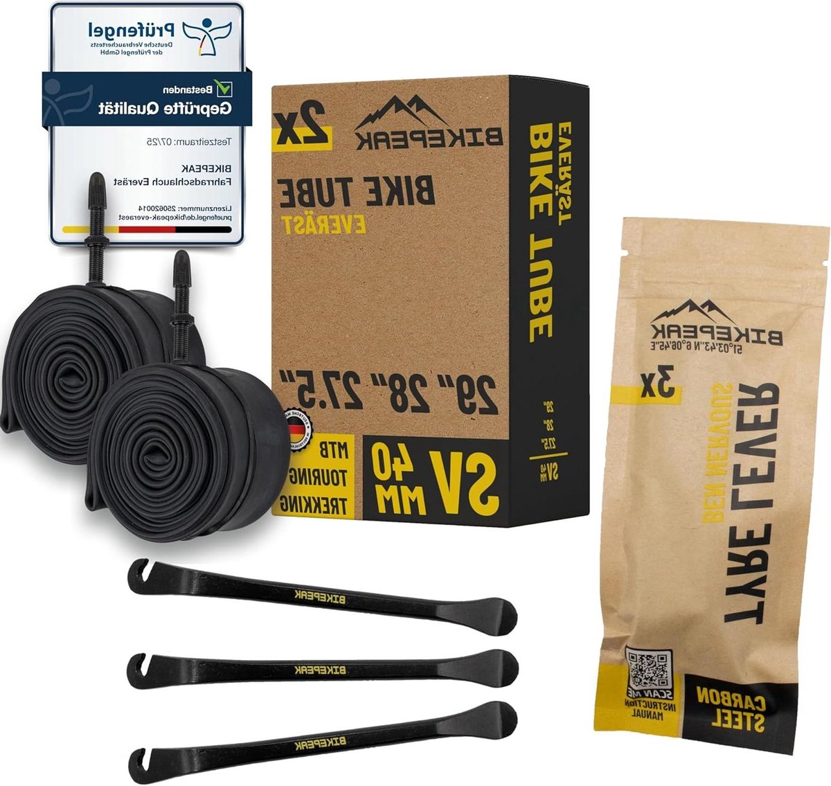Fietsbinnenband MTB Set - Binnenbanden Fietsband - Fietsreparatie Onderhoud - Butyl Rubber - 27.5 28 29 Inch - Zwart