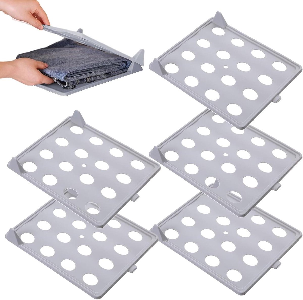 Kleding Organizer - Opbergplanken Lades - Kasten Ordenen - Stapelbaar Ontwerp - 32x26 cm - Grijs