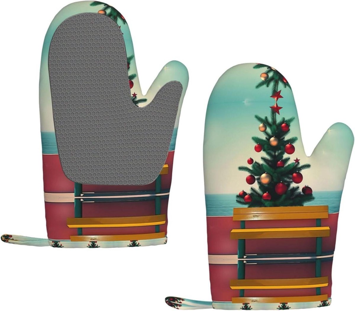 Siliconen Ovenwanten - Keukenhandschoenen Hittebestendig - Veilig Koken - Waterdicht Polyester Weefsel - Set van 2 - Zwart